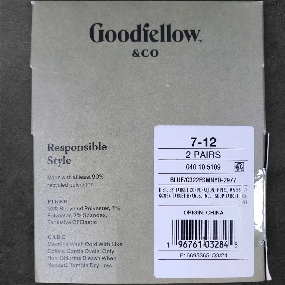 Goodfellow and Co Blue Gold Geometric Crew Socks Mens 7-12 NWT 2 Pair Pack
